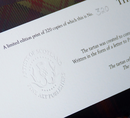 Prints are authenticated with an embossed seal