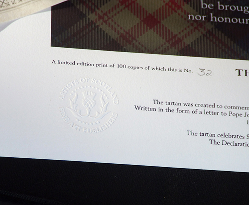 Prints are authenticated with an embossed seal